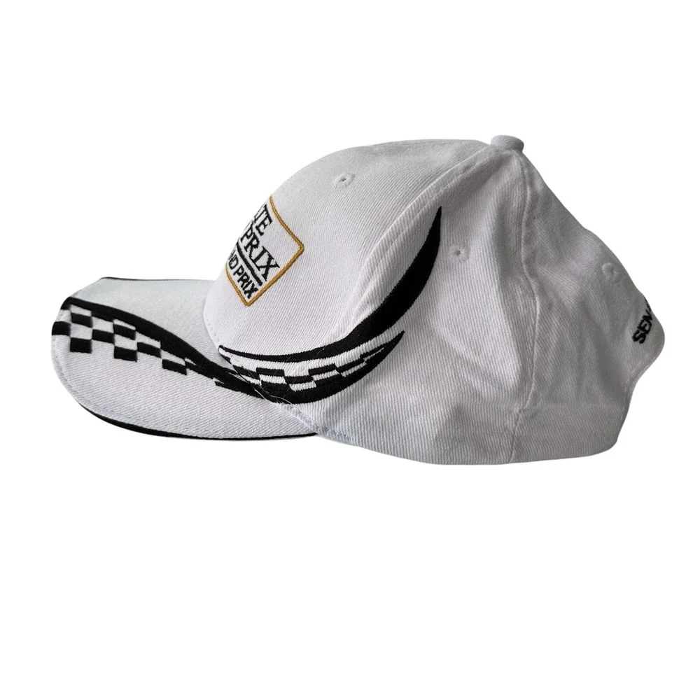 Senate Grand Prix Monaco Grand Prix Racing Hat White Checkered Adjustable‎ Cap